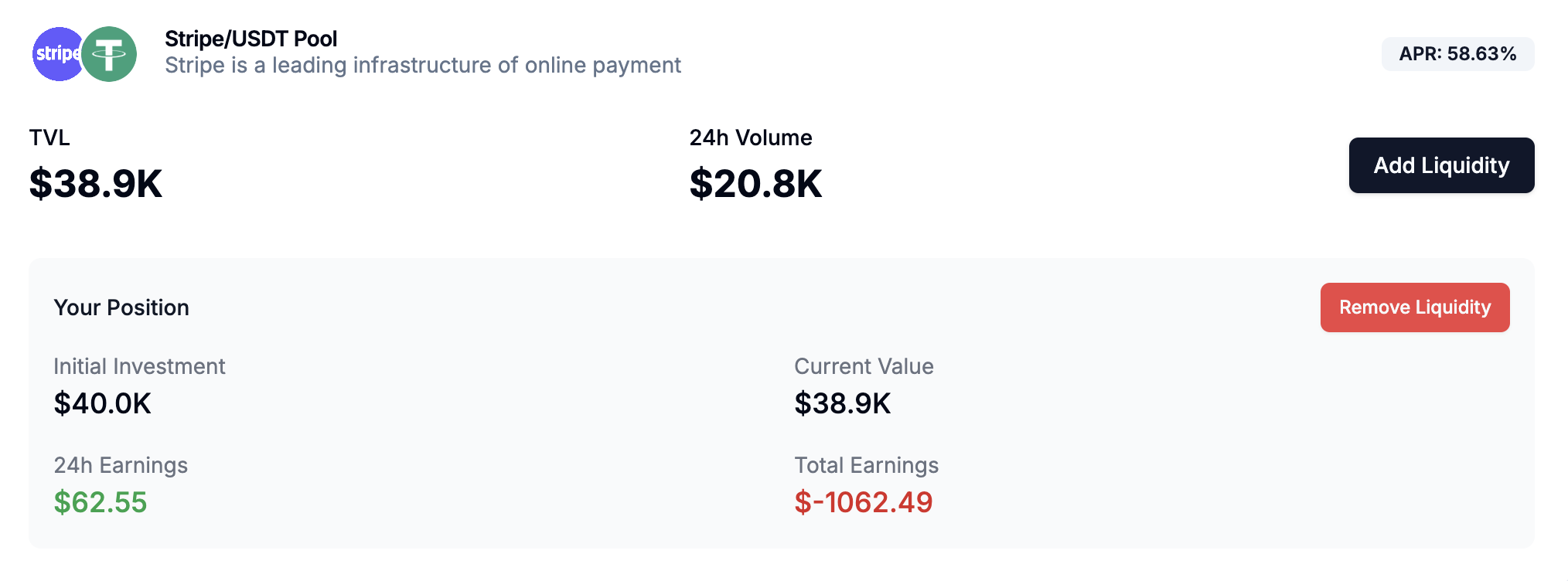 Screen of the Earn Page